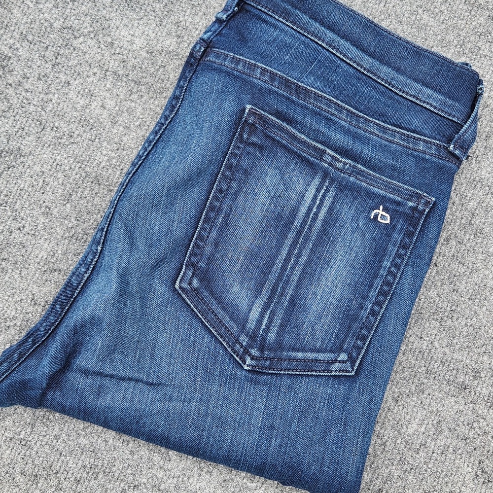 womens RAG & BONE 10 inch Skinny Blue Jeans denim Mojave dark wash distressed 30
